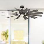 Fanimation LP8543LGR Kindred - 60 inch - GR with WE Blades and LED LK: shown installed in a room [Fanimation-LP8543LGR|CUSTOM|3]