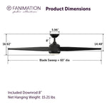 Fanimation LP8551LBL TwoFold - 60 inch - BL with BL Blades and LED LK: product dimensions diagram [Fanimation-LP8551LBL|CUSTOM|5]