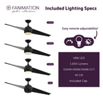 Fanimation LP8551LBL TwoFold - 60 inch - BL with BL Blades and LED LK: included lighting specs [Fanimation-LP8551LBL|CUSTOM|7]