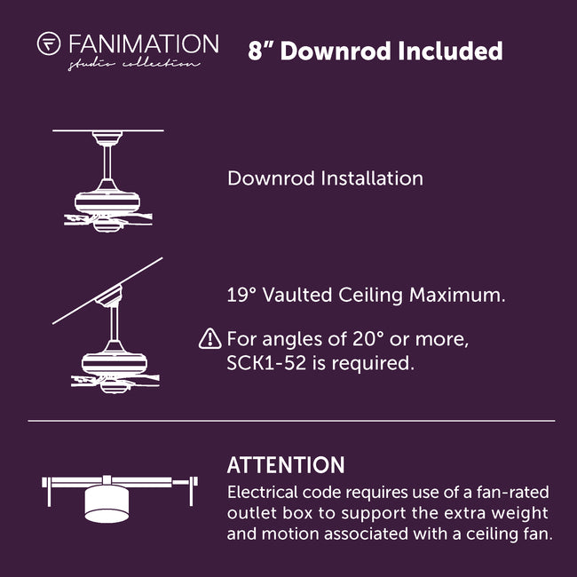 Fanimation LP8551LBL TwoFold - 60 inch - BL with BL Blades and LED LK: downrod and installation notes [Fanimation-LP8551LBL|CUSTOM|8]