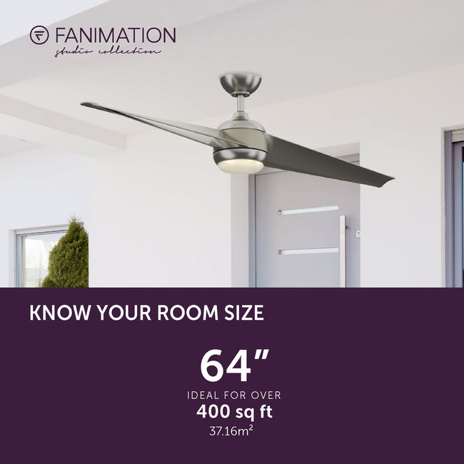 Fanimation LP8551LBN TwoFold - 60 inch - BN with GRY Blades and LED LK: room size guide [Fanimation-LP8551LBN|CUSTOM|4]