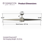 Fanimation LP8551LBN TwoFold - 60 inch - BN with GRY Blades and LED LK: product dimensions diagram [Fanimation-LP8551LBN|CUSTOM|5]