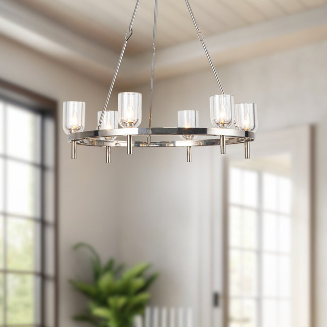 Lucian Chandelier - room setting, Clear Crystal/Polished Nickel [Alora-CH338632PNCC|CUSTOM|3]