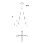Lucian 22" 4-Light Pendant - dimension drawing 2 [Alora-PD338422PNCC|CUSTOM|2]