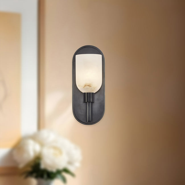 Lucian Wall and Vanity Light - room setting, Urban Bronze/Alabaster [Alora-WV338101UBAR|CUSTOM|1]