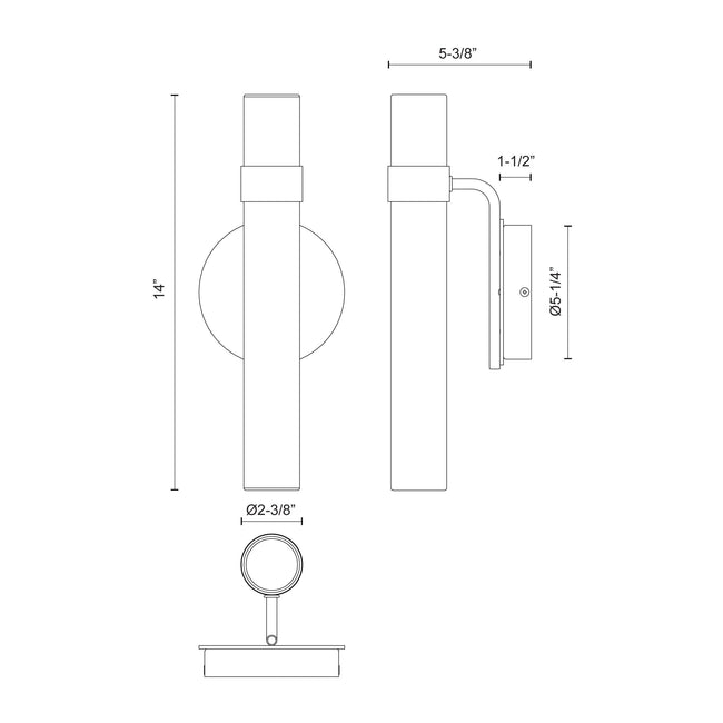 Madison LED Wall and Vanity Light - dimension drawing 2 [Alora-WV324114PNGO|CUSTOM|2]