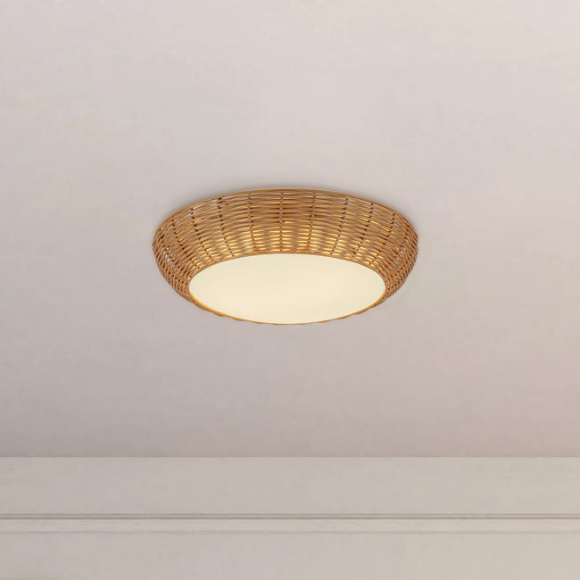 Merida Flush Mount - room setting, Rattan [Alora-FM511014RA|CUSTOM|3]