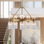 Nelly 26" 10-Light Chandelier - room setting, Brushed Gold/Clear Ribbed Glass [Alora-CH442626BGCR|CUSTOM|2]