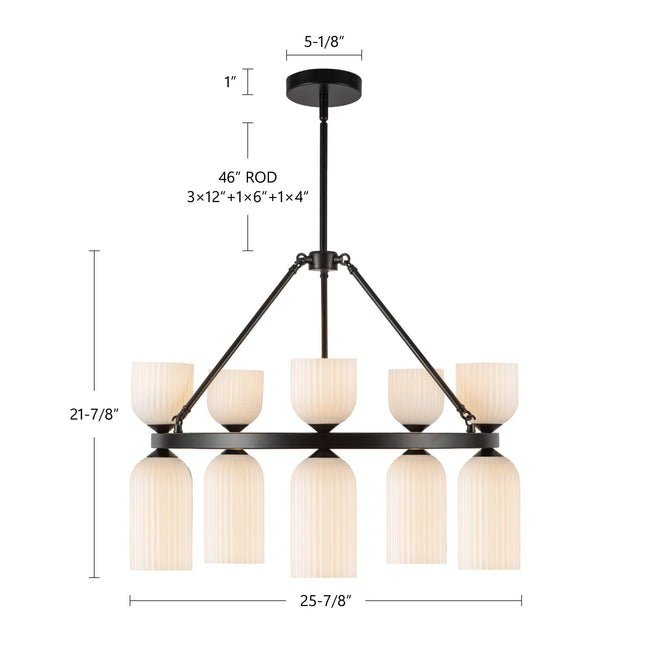 Nelly 26" 10-Light Chandelier - dimension drawing [Alora-CH442626BGCR|CUSTOM|1]