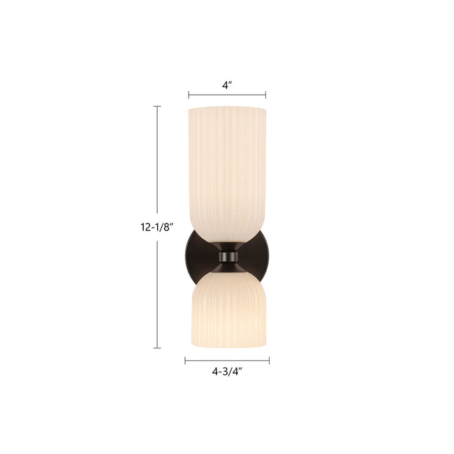 Nelly 12" 2-Light Wall and Vanity Light - dimension drawing [Alora-WV442612BGCR|CUSTOM|1]