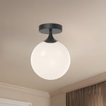 Nouveau 8" Flush Mount - room setting, Matte Black/Opal Matte Glass [Alora-FM505108MBOP|CUSTOM|1]