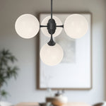 Nouveau Chandelier - room setting, Matte Black/Opal Matte Glass [Alora-CH505426MBOP|CUSTOM|1]