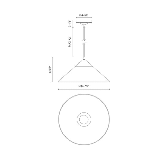 Mauer 15" Pendant - dimension drawing [Alora-PD521015BGCL|CUSTOM|1]