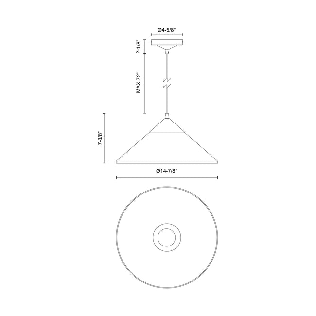 Mauer 15" Pendant - dimension drawing [Alora-PD521015BGCL|CUSTOM|1]