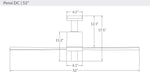 Modern Fan Co Pensi DC 52" Ceiling Fan - Damp Rated - dimension drawing (PEN-52-LineDrawing.jpg) [Modern Fan Co-PEN-AA-52-AL-NL-WC|CUSTOM|11]