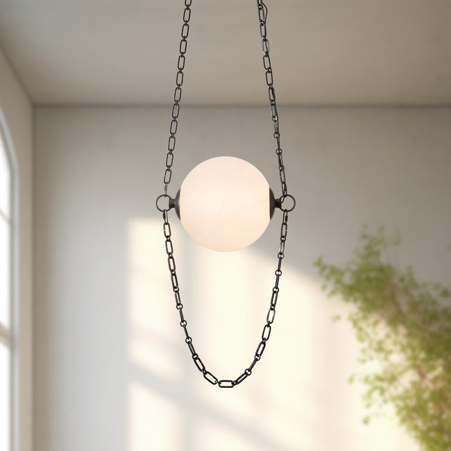 Petra 10" LED Pendant - room setting, Urban Bronze/Cloudy Glass [Alora-PD372010UBCDG|CUSTOM|2]