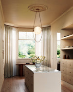 Petra 10" LED Pendant - room setting, Vintage Brass/Cloudy Glass [Alora-PD372010VBCDG|CUSTOM|1]