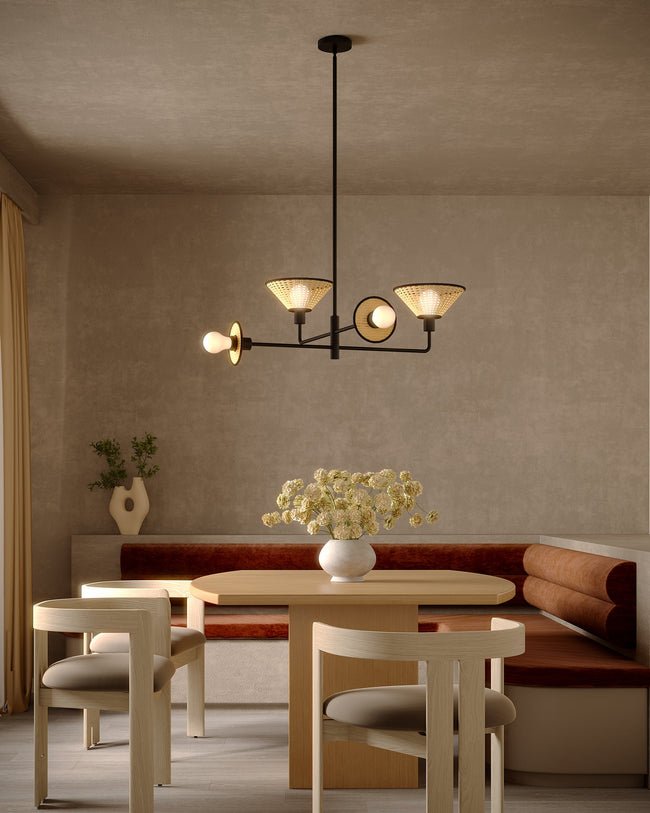 Piper 38" 4-Light Chandelier - room setting, Matte Black [Alora-CH432438MB|CUSTOM|1]
