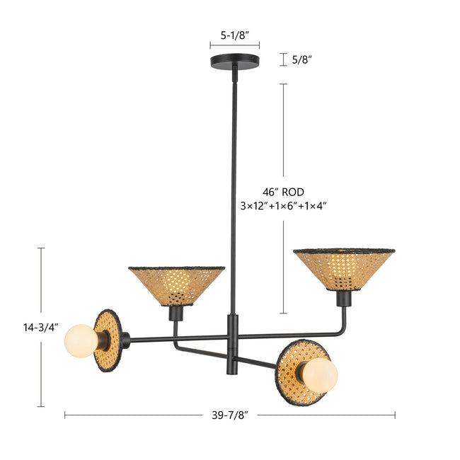 Piper 38" 4-Light Chandelier - dimension drawing [Alora-CH432438BG|CUSTOM|1]