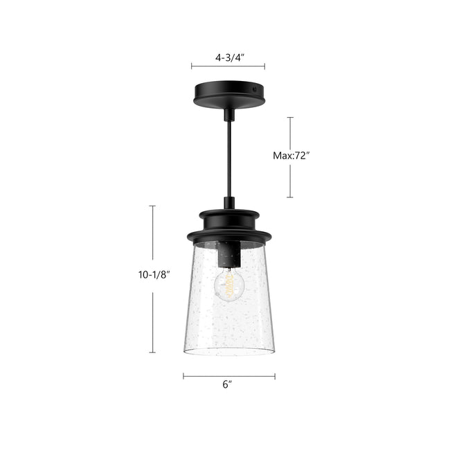 Quincy 6" Outdoor Pendant - dimension drawing 1 [Alora-EP533006BKCB|CUSTOM|1]