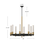 Rue 38" 8-Light Chandelier - dimension drawing 1 [Alora-CH416108BG|CUSTOM|1]
