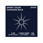 Satco 5.5W (35W Equivalent) MR16 Reflector LED Bulb, GU10 Base, Selectable 2700K-5000K, 90+ CRI, 50° Beam, Dimmable, Damp Rated, alternate view [Satco-S11109|CUSTOM|5]