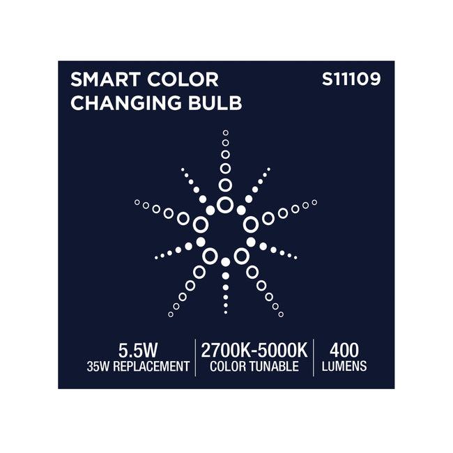Satco 5.5W (35W Equivalent) MR16 Reflector LED Bulb, GU10 Base, Selectable 2700K-5000K, 90+ CRI, 50° Beam, Dimmable, Damp Rated, alternate view [Satco-S11109|CUSTOM|5]
