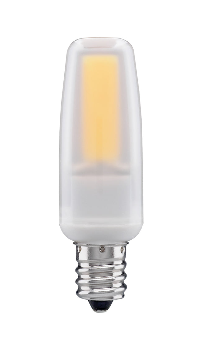 Satco 4W (35W Equivalent) T4 LED Bulb, E12 Candelabra Base, 5000K, 80+ CRI, Dimmable, Damp Rated, Frost with Frost Glass, alternate view [Satco-S11213|CUSTOM|1]