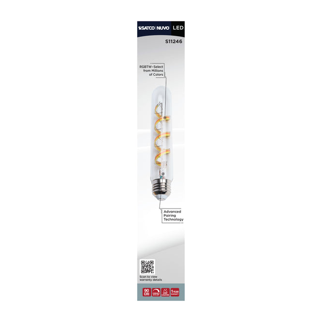 Satco 5.5W (40W Equivalent) T9 Tubular LED Bulb, E26 Medium Base, Selectable 2700K-5000K, 90+ CRI, Dimmable, Damp Rated, Clear, alternate view [Satco-S11246|CUSTOM|1]