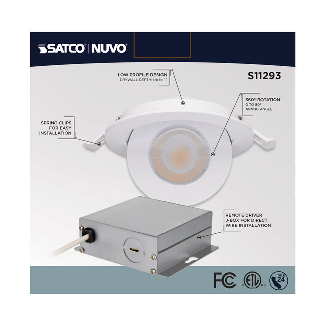 Satco LED Gimbaled Downlight, RGB & Tunable White, Round, Starfish IOT, 120-277V, White / 4 Inch / 9 Watt, 650 Lumens, alternate view [Satco-S11293|CUSTOM|2]