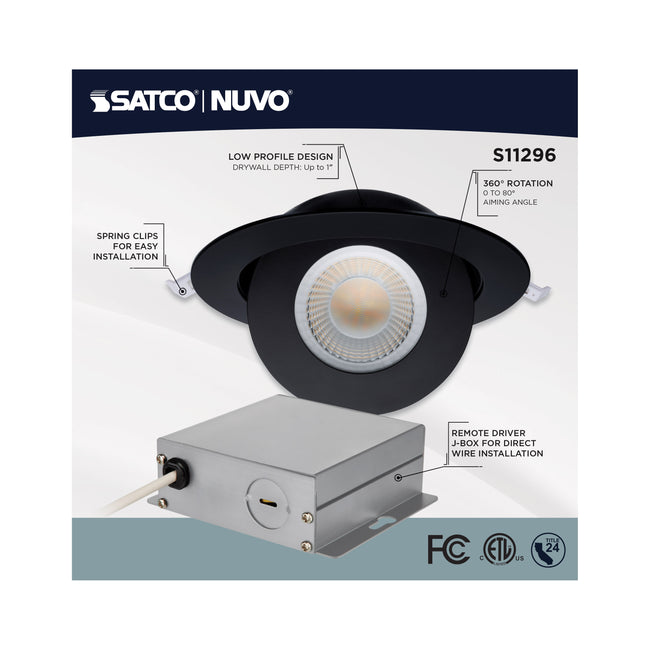 Satco LED Gimbaled Downlight, RGB & Tunable White, Round, Starfish IOT, 120-277V, Black / 6 Inch / 15 Watt, 1200 Lumens, alternate view [Satco-S11296|CUSTOM|2]