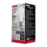 Satco 5.5W (40W Equivalent) A19 Standard LED Bulb, E26 Medium Base, 2700K, 90+ CRI, Dimmable, Damp Rated, Frost, alternate view [Satco-S11320|CUSTOM|5]