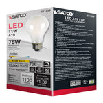 Satco 11W (75W Equivalent) A19 Standard LED Filament Bulb, E26 Medium Base, 2700K, 90+ CRI, Dimmable, Damp Rated, alternate view [Satco-S11359|CUSTOM|8]