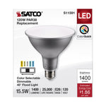 Satco 15.5W (120W Equivalent) PAR38 Reflector LED Bulb, E26 Medium Base, Selectable 2700K-5000K, 90+ CRI, 40° Beam, Dimmable, Wet Rated, Silver, alternate view [Satco-S11591|CUSTOM|1]