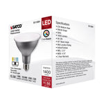 Satco 15.5W (120W Equivalent) PAR38 Reflector LED Bulb, E26 Medium Base, Selectable 2700K-5000K, 90+ CRI, 40° Beam, Dimmable, Wet Rated, Silver, alternate view [Satco-S11591|CUSTOM|5]