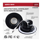 Satco LED Direct Wire Downlight, Remote Driver, Dimmable, Round, Black, alternate view [Satco-S11631R1|CUSTOM|1]