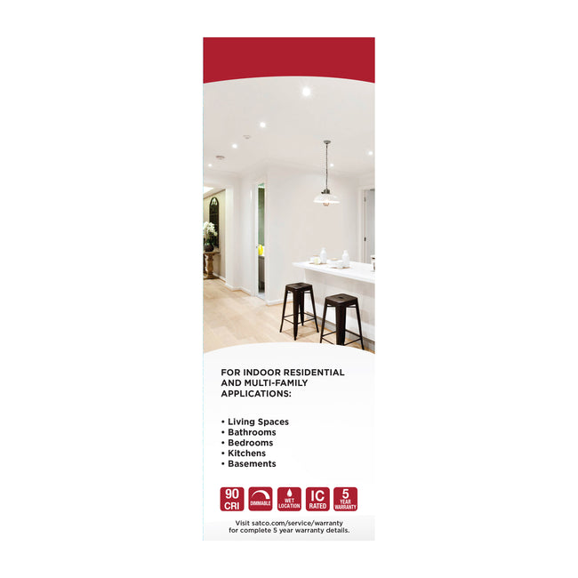 Satco LED Downlight Retrofit, 120V, Dimmable, 5-6 Inch / White / 12.5 Watt, 2700K, alternate view [Satco-S11642|CUSTOM|3]