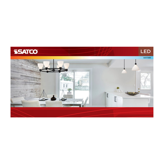 Satco 6W (40W Equivalent) A19 Standard LED Bulb, E26 Medium Base, Selectable 2700K-5000K, 90+ CRI, Damp Rated, 4-Pack (Box), alternate view [Satco-S11774R1|CUSTOM|2]