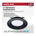 Satco LED Downlight Retrofit, 120V, 2700K/3000K/3500K/4000K/5000K, 4 Inch / Black / 6.7 Watt, alternate view [Satco-S11832R1|CUSTOM|1]