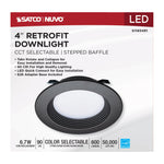 Satco LED Downlight Retrofit, 120V, 2700K/3000K/3500K/4000K/5000K, 4 Inch / Bronze / 6.7 Watt, alternate view [Satco-S11834R1|CUSTOM|1]