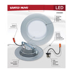Satco LED Downlight Retrofit, 120V, 2700K/3000K/3500K/4000K/5000K, 5-6 Inch / Brushed Nickel / 9 Watt, alternate view [Satco-S11836R1|CUSTOM|2]