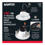 Satco Deep Baffle, CCT-Selectable Recessed LED Downlight, 4 Inch / 7 Watt, alternate view [Satco-S11844|CUSTOM|3]