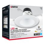 Satco Deep Baffle, CCT-Selectable Recessed LED Downlight, 6 Inch / 9 Watt, alternate view [Satco-S11845|CUSTOM|7]