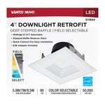 Satco Field Selectable LED Downlight Retrofit, Deep Baffle, Square, 120V, 4 Inch / 5.8/7/9.5 Watt, 27K/30K/35K/40K/50K CCT, alternate view [Satco-S11884|CUSTOM|4]
