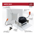 Satco Field Selectable LED Downlight Retrofit, Deep Baffle, Square, 120V, 4 Inch / 5.8/7/9.5 Watt, 27K/30K/35K/40K/50K CCT, alternate view [Satco-S11884|CUSTOM|5]