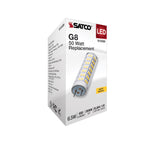 Satco 6.5W (50W Equivalent) T6 Tubular LED Bulb, G8 Base, 3000K, 80+ CRI, Dimmable, Damp Rated, Clear, alternate view [Satco-S12326|CUSTOM|5]