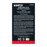 Satco 6W (60W Equivalent) A19 Silver Crown LED Filament Bulb, E26 Medium Base, 2700K, 90+ CRI, Dimmable, Wet Rated, alternate view [Satco-S12421|CUSTOM|4]