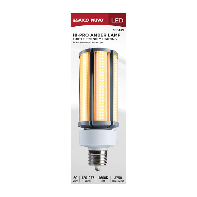 Satco 50W Corncob LED Bulb, EX39 Base, 1600K, 13+ CRI, IP64, Damp Rated, Dark Gray with Clear Glass, alternate view [Satco-S13139|CUSTOM|1]