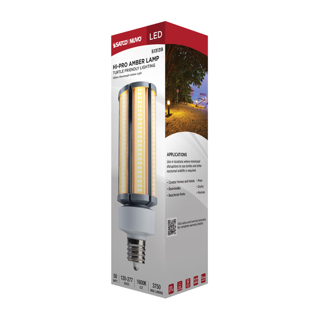 Satco 50W Corncob LED Bulb, EX39 Base, 1600K, 13+ CRI, IP64, Damp Rated, Dark Gray with Clear Glass, alternate view [Satco-S13139|CUSTOM|5]