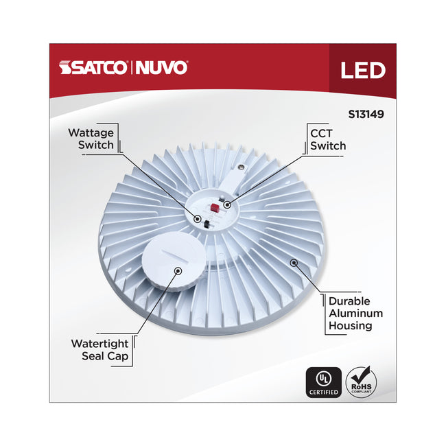 Satco 60/45/36W Corncob LED Bulb, EX39 Base, Selectable 3000K-5000K, 80+ CRI, IP65, Dimmable, Wet Rated, Clear with Translucent Glass, alternate view [Satco-S13149|CUSTOM|2]